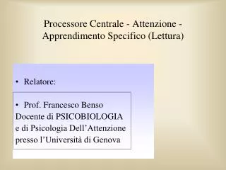 processore centrale attenzione apprendimento specifico lettura