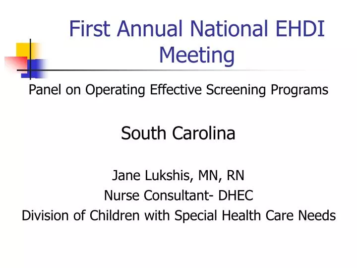 first annual national ehdi meeting
