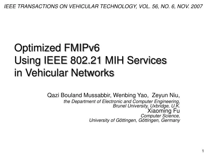 optimized fmipv6 using ieee 802 21 mih services in vehicular networks