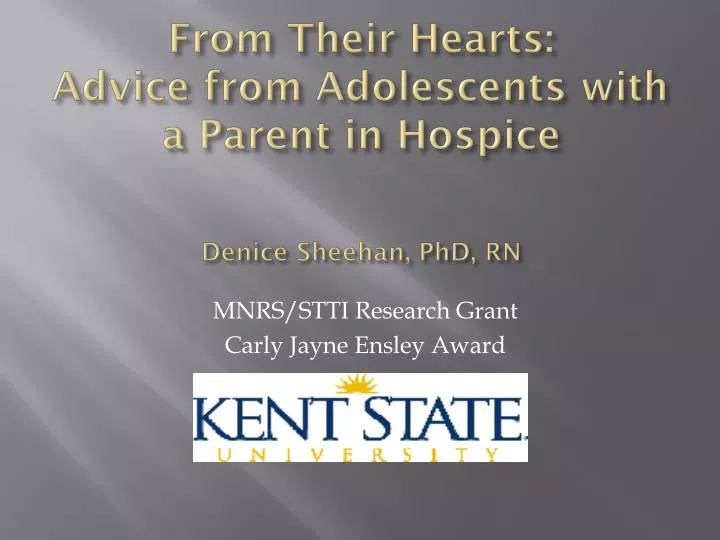 from their hearts advice from adolescents with a parent in hospice denice sheehan phd rn