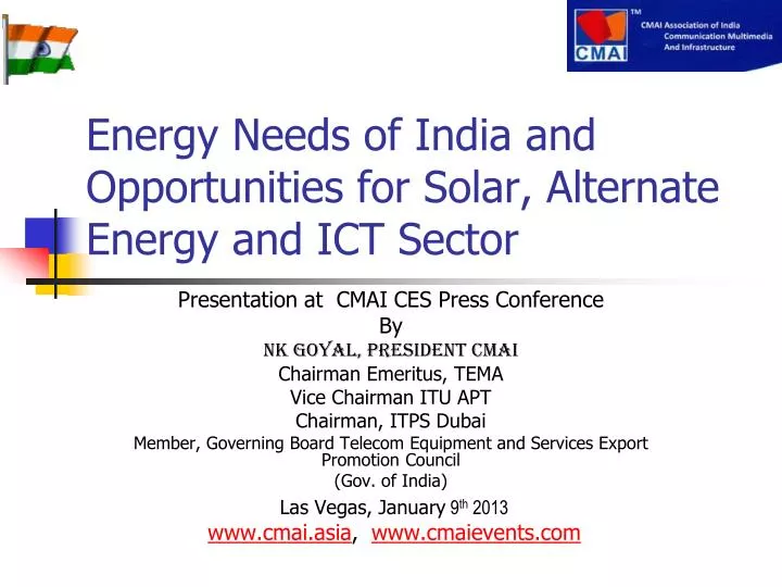 energy needs of india and opportunities for solar alternate energy and ict sector