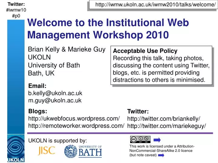 welcome to the institutional web management workshop 2010
