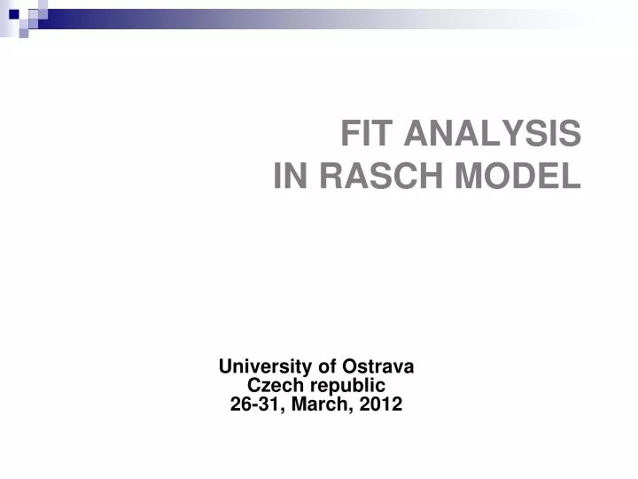 fit analysis in rasch model