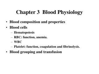 Chapter 3 Blood Physiology