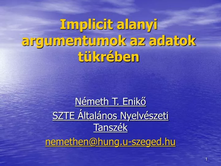 implicit alanyi argumentumok az adatok t kr ben