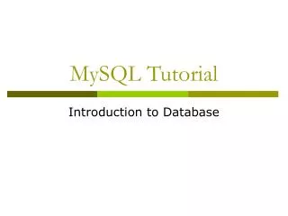 MySQL Tutorial