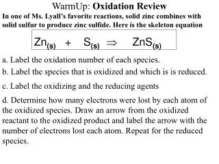 WarmUp: Oxidation Review