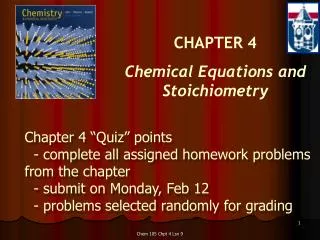CHAPTER 4 Chemical Equations and Stoichiometry