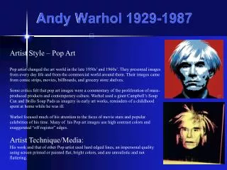 Andy Warhol 1929-1987