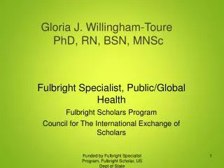Gloria J. Willingham-Toure PhD, RN, BSN, MNSc