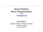 Music Notation, Music Representation, AND Intelligence