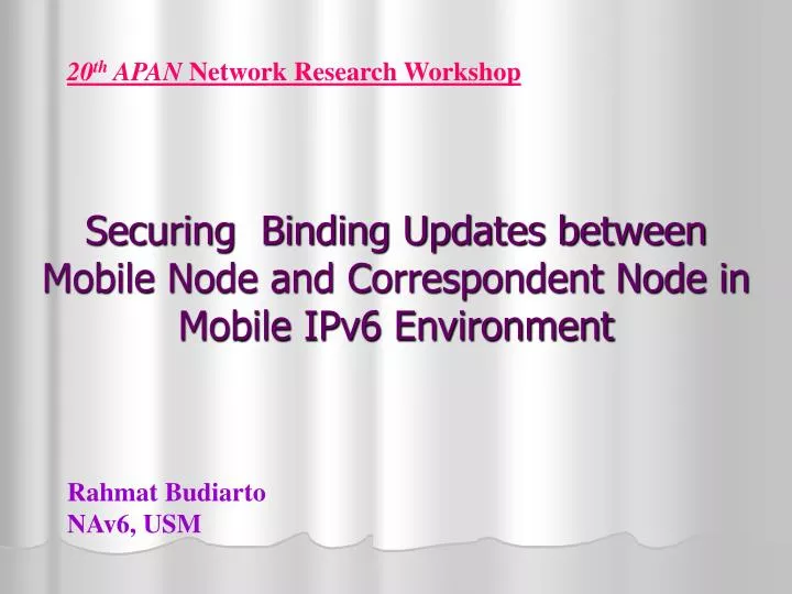 securing binding updates between mobile node and correspondent node in mobile ipv6 environment
