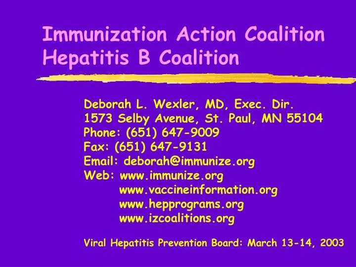 immunization action coalition hepatitis b coalition