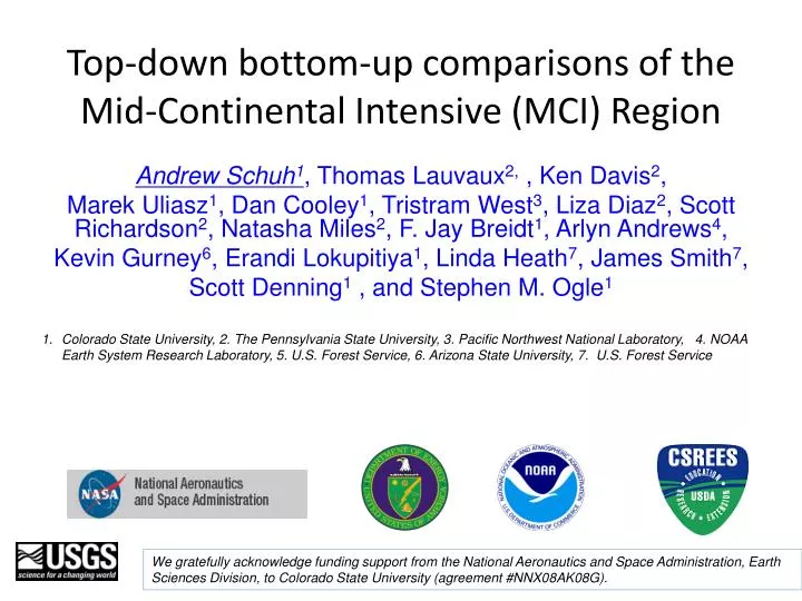 top down bottom up comparisons of the mid continental intensive mci region