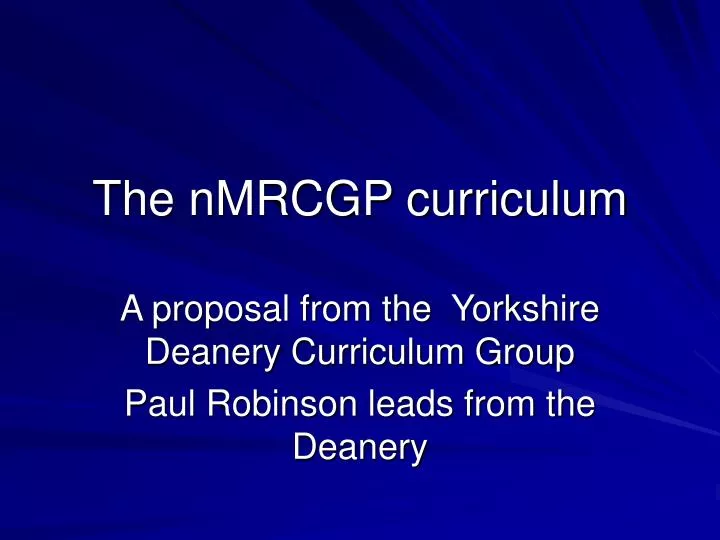 the nmrcgp curriculum