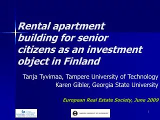 Rental apartment building for senior citizens as an investment object in Finland