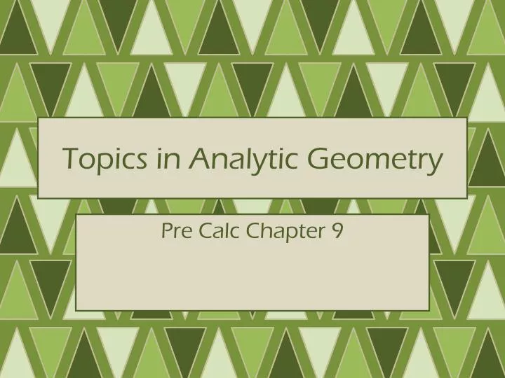 topics in analytic geometry