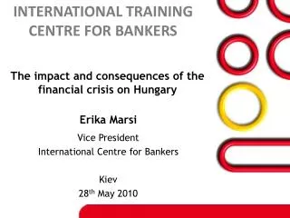 Vice President International Centre for Bankers Kiev 28 th May 2010
