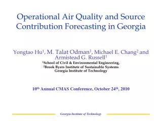 Operational Air Quality and Source Contribution Forecasting in Georgia