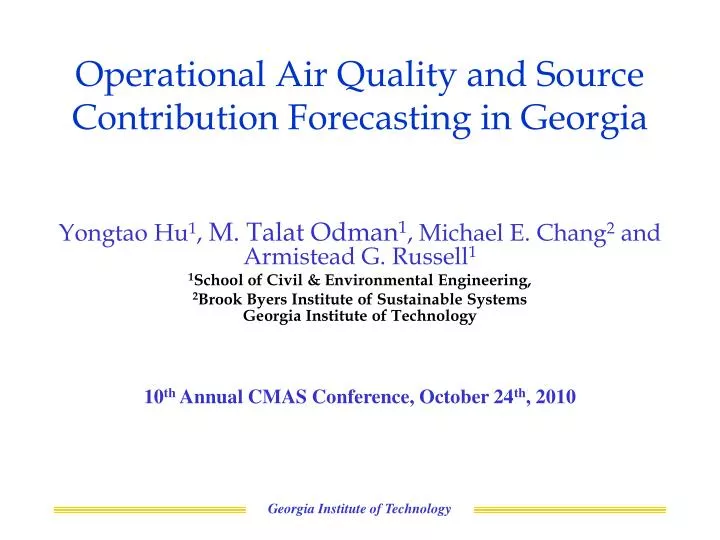 operational air quality and source contribution forecasting in georgia