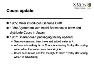 Coors update