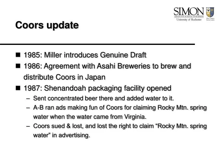 coors update