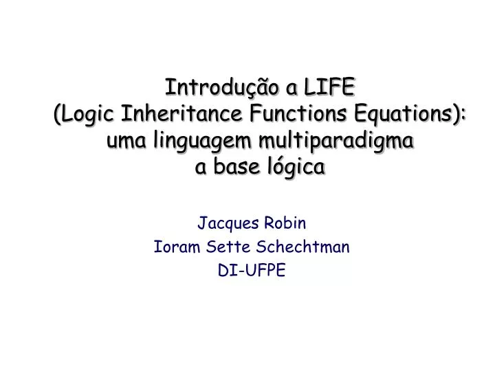 introdu o a life logic inheritance functions equations uma linguagem multiparadigma a base l gica