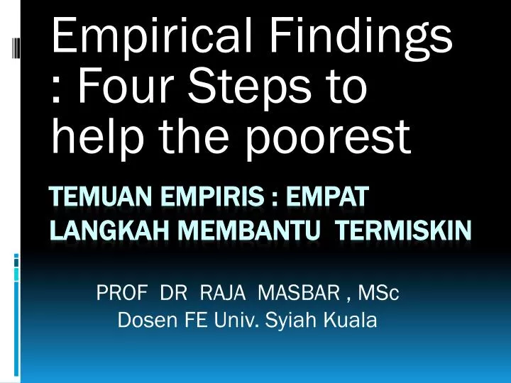 empirical findings four steps to help the poorest