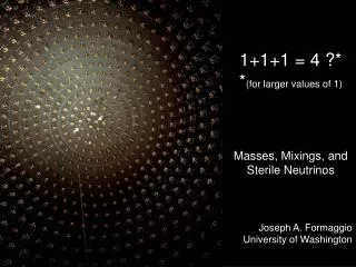 1+1+1 = 4 ?* * (for larger values of 1) Masses, Mixings, and Sterile Neutrinos