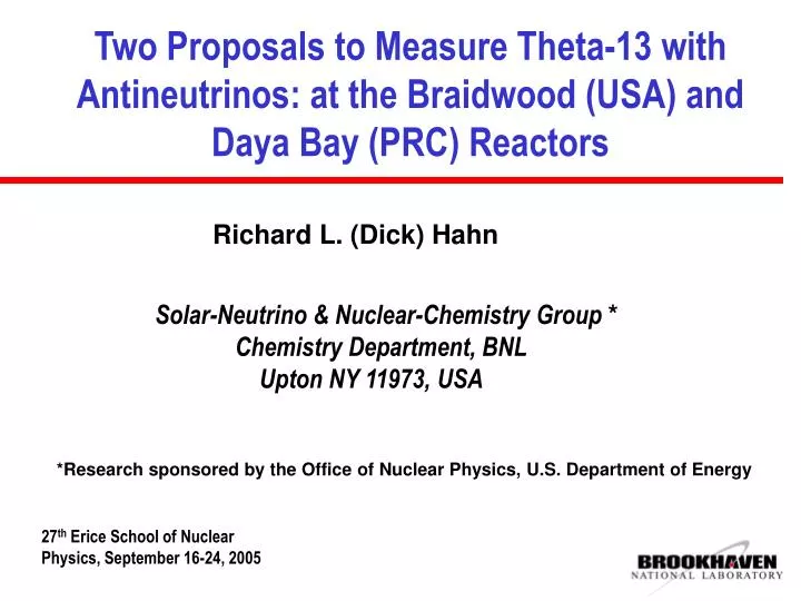 two proposals to measure theta 13 with antineutrinos at the braidwood usa and daya bay prc reactors