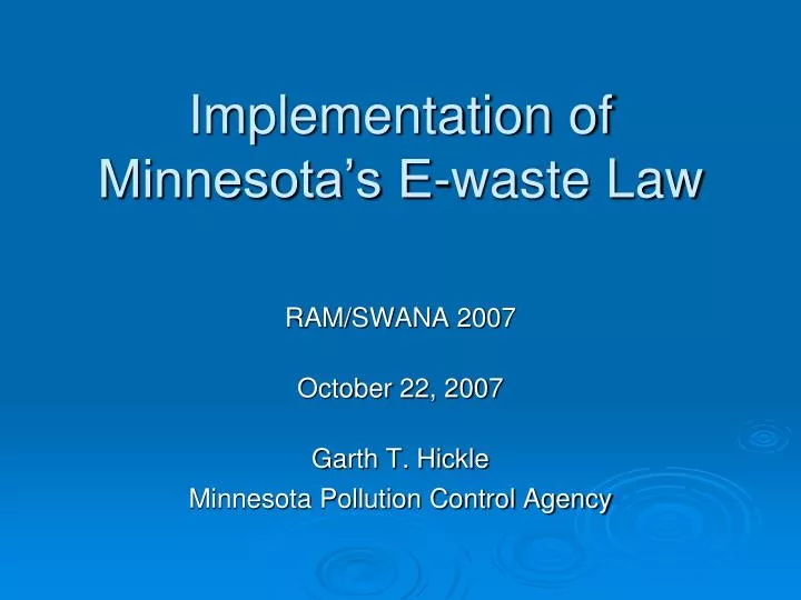 implementation of minnesota s e waste law