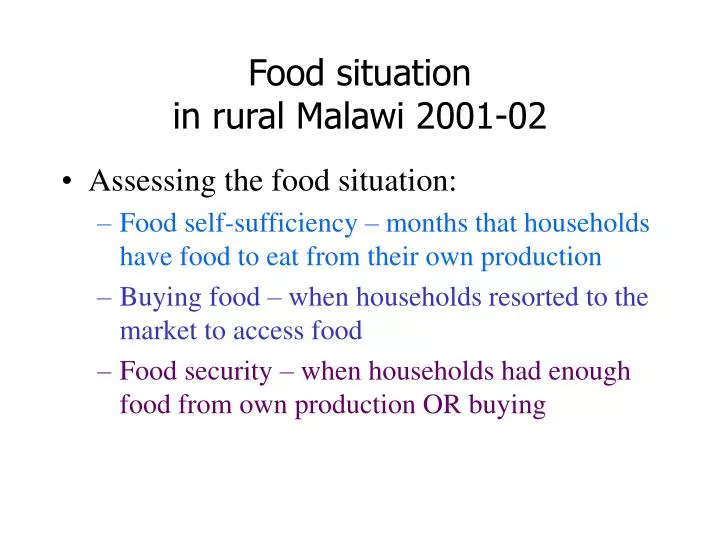 food situation in rural malawi 2001 02