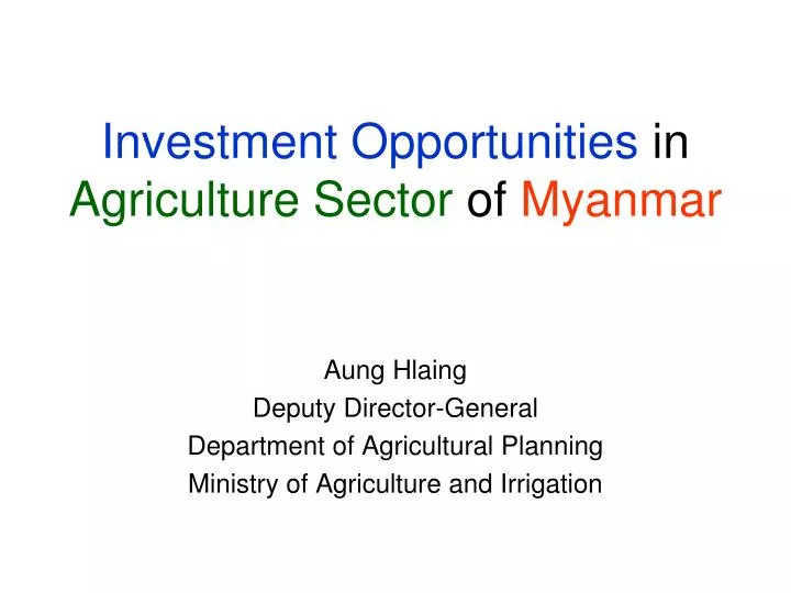 investment opportunities in agriculture sector of myanmar
