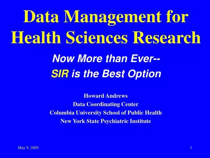 data management for health sciences research
