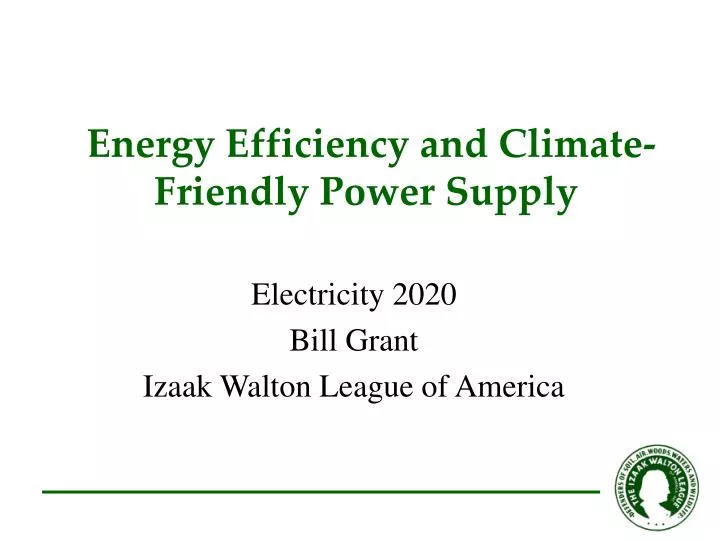 energy efficiency and climate friendly power supply