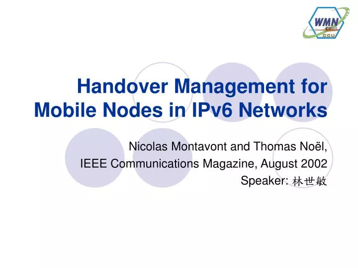 handover management for mobile nodes in ipv6 networks
