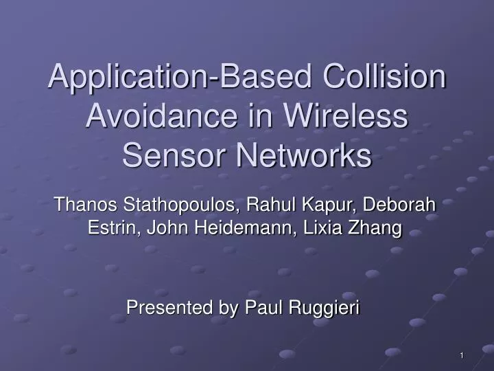 application based collision avoidance in wireless sensor networks