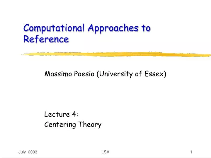 computational approaches to reference