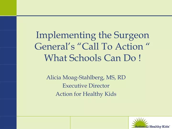 implementing the surgeon general s call to action what schools can do
