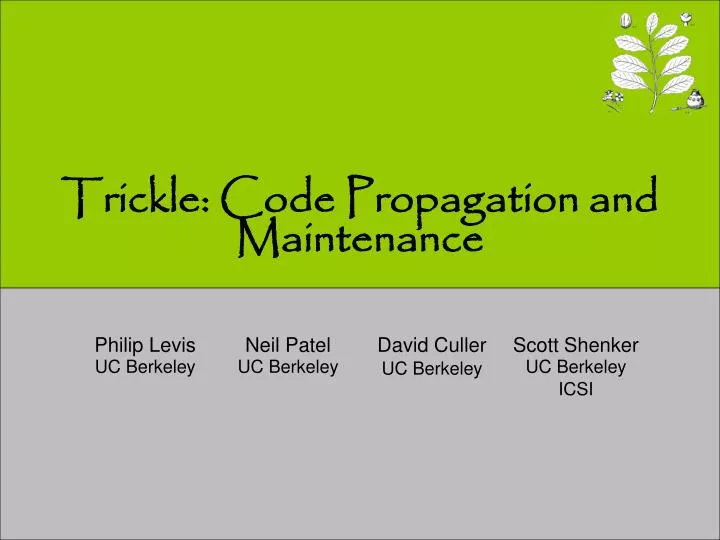trickle code propagation and maintenance