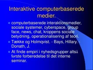 interaktive computerbaserede medier