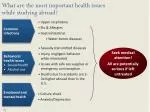 What are the most important health issues while studying abroad? - slide 1