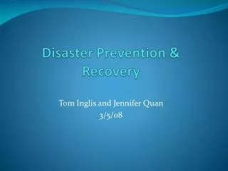 Disaster Prevention &amp; Recovery