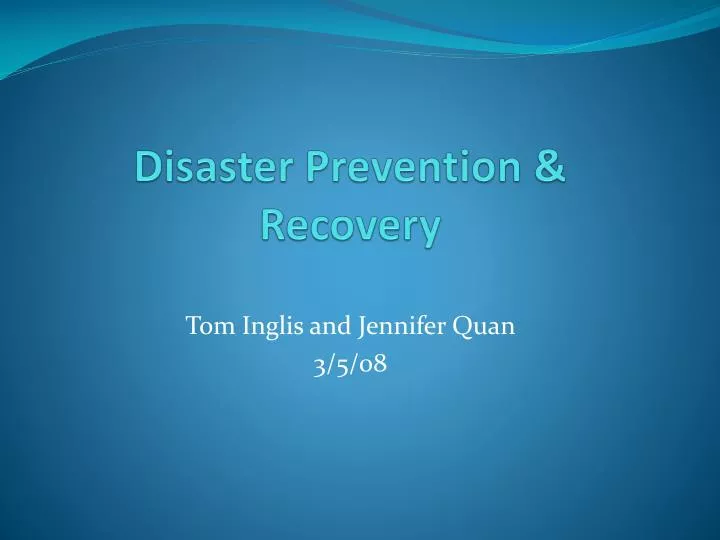 disaster prevention recovery