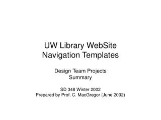UW Library WebSite Navigation Templates