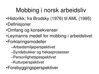 mobbing i norsk arbeidsliv