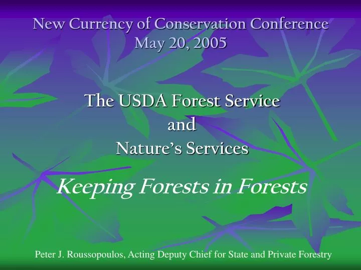 new currency of conservation conference may 20 2005