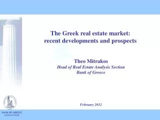 The Greek real estate market : recent developments and prospects