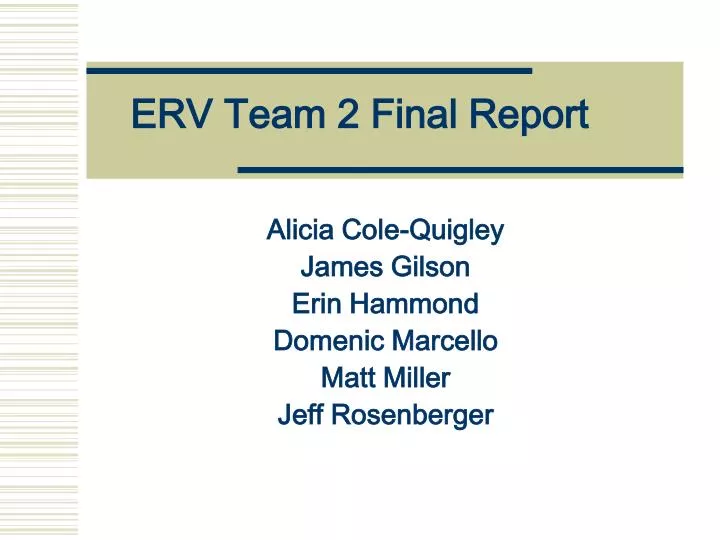 erv team 2 final report