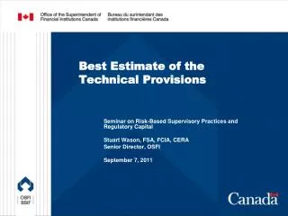 Best Estimate of the Technical Provisions